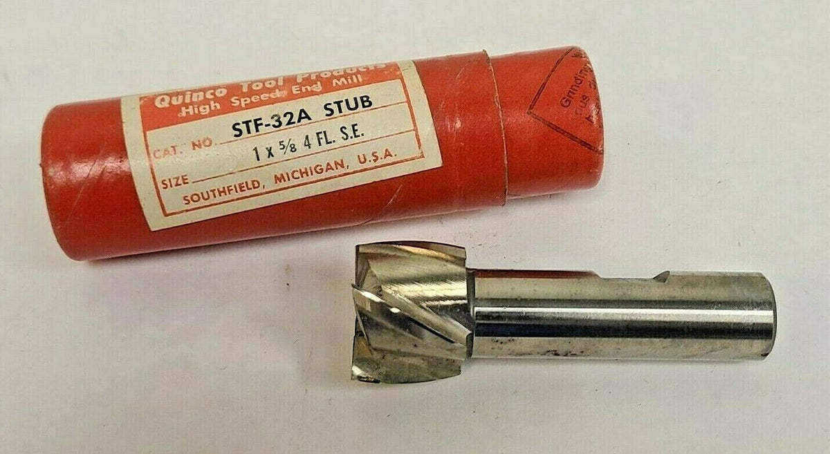 QUINCO TOOL PRODUCTS HSS 4 Flute 1 x 5/8 End Mill STF32A STUB SE