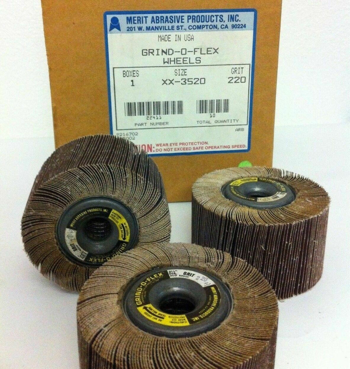 Merit Abrasive 22411 GrindOFlex 3 Wheels 220 Grit XX3520 Size 31/2