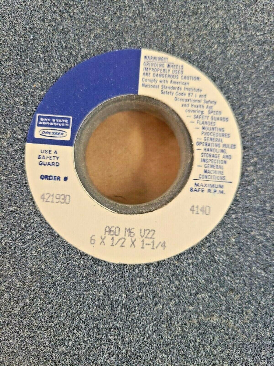 Bay State Abrasives Grinding Wheel 6" x 1/2" x 11/4" New 4140 Max RPM