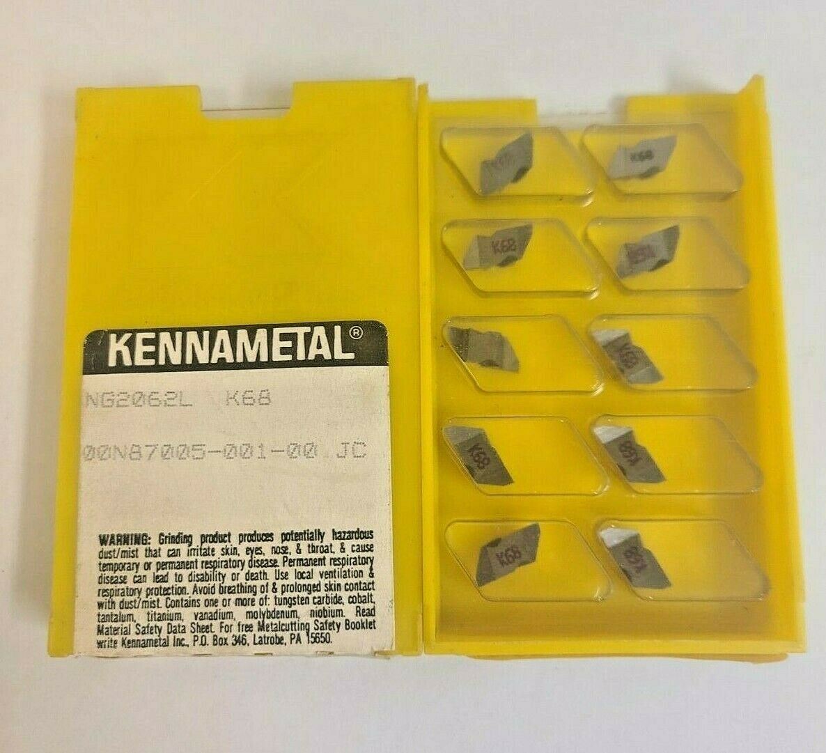 10 Pcs Kennametal NG 2062L K68 Lathe Carbide Inserts Grooving Cut Off