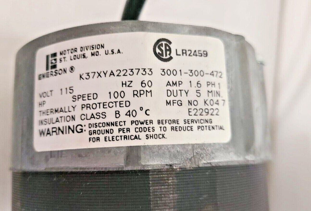 Stryker Medical Bed Emerson K37XYA223733 Electric Motor 3001-300-472