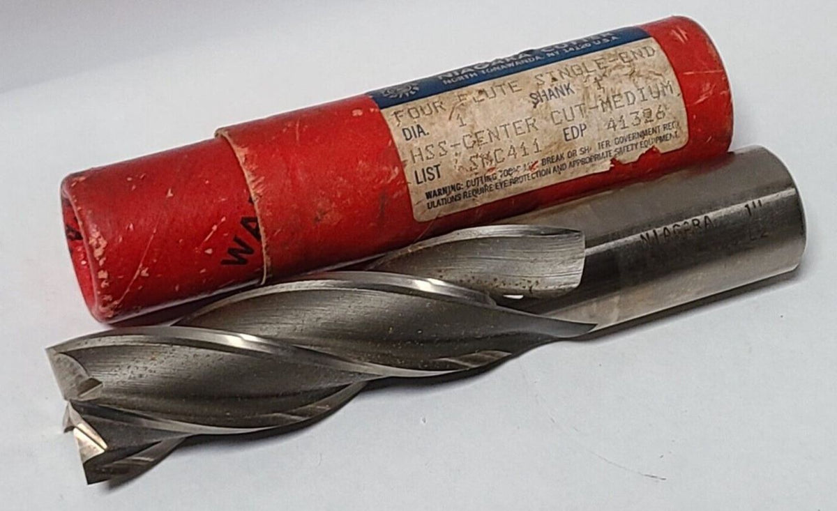 Niagara Cutter HSS 4 Flutes Center Cut Medium Single End Mill 1 Dia 1