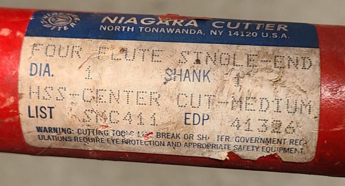 Niagara Cutter HSS 4 Flutes Center Cut Medium Single End Mill 1 Dia 1