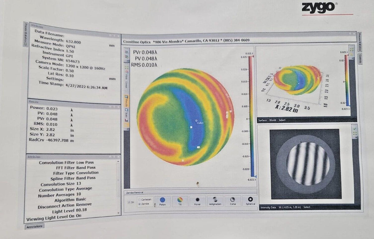 3" Optical Flat Accuracy 0.048 Wave Very Nice Bond Optics