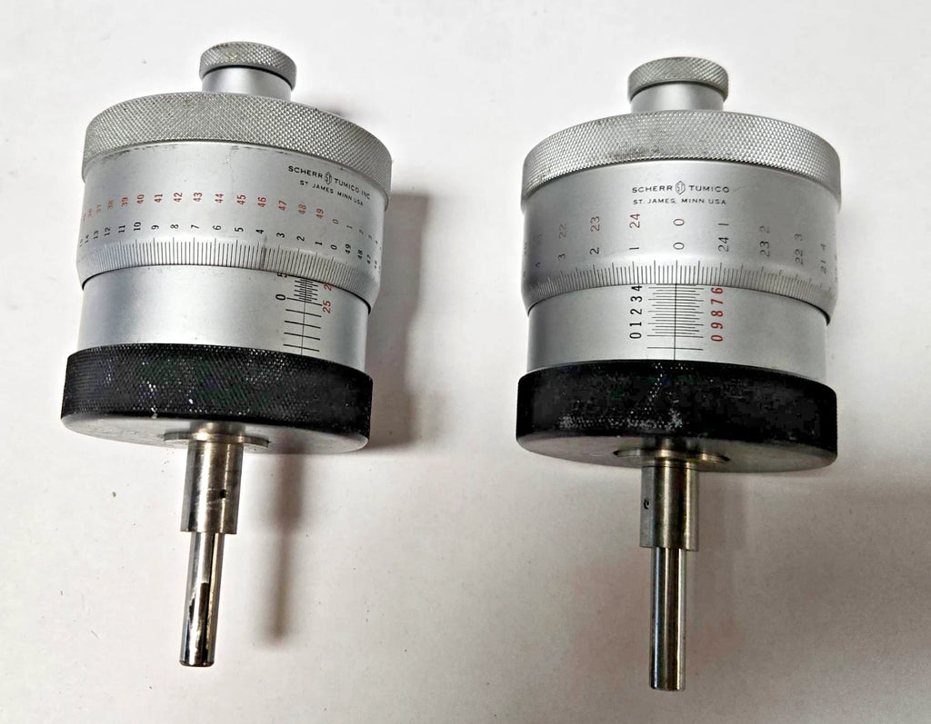 2 Scherr Tumico Micrometer Heads for XY Optical Measuring