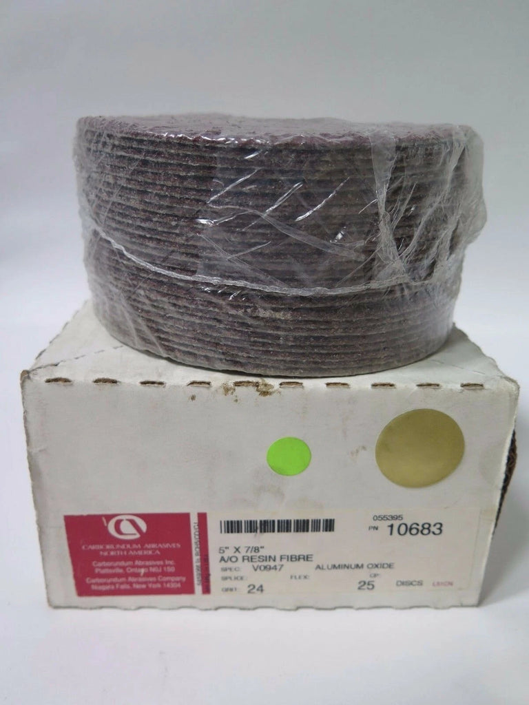 Carborundum Abrasives 5 x 7/8" A/O Resin Fiber Slotted Disc 10683 Grit 24 Qty 25