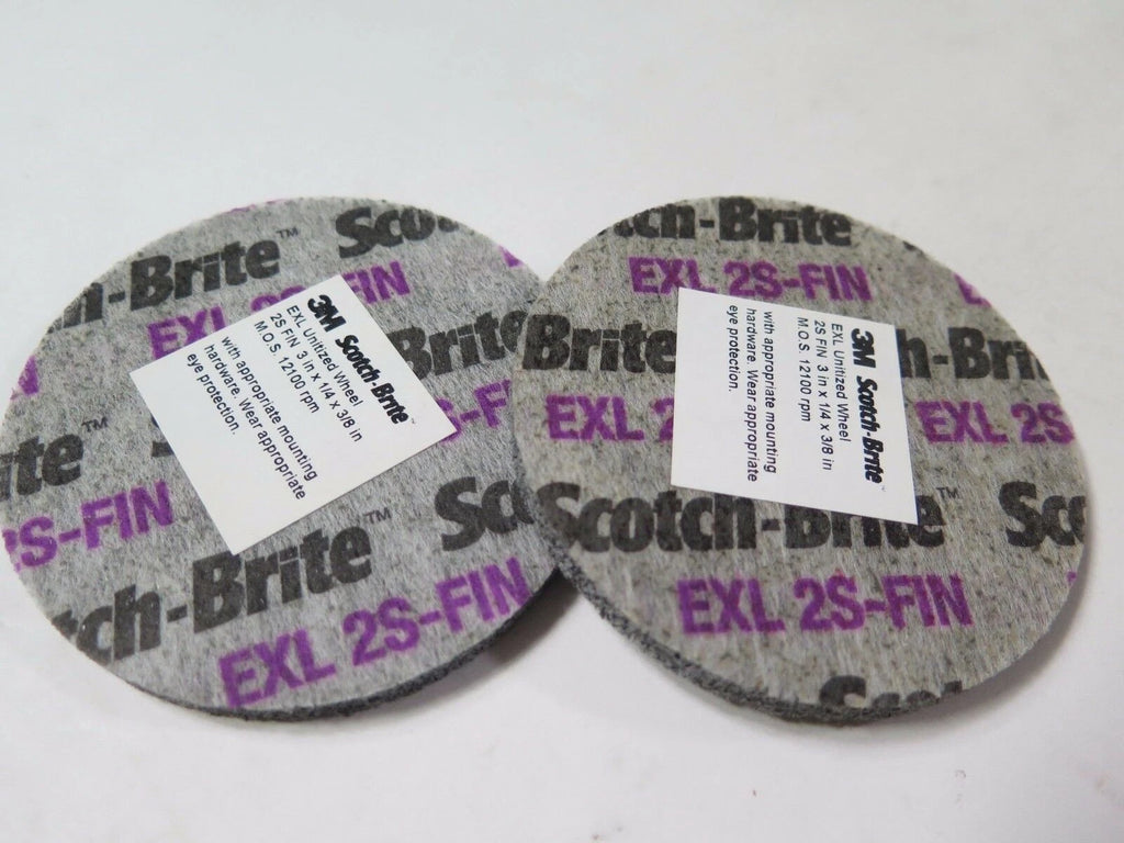 3M 3 x 1/4 x 3/8" EXL Unitized Wheel 14750 2S Fin M.O.S. 12100 RPM Qty 2 New