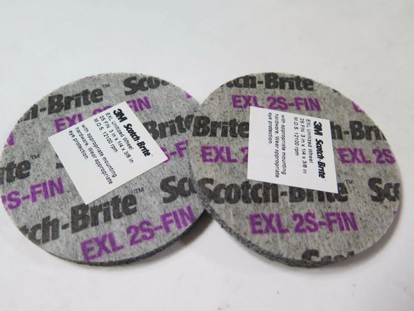 3M 3 x 1/4 x 3/8" EXL Unitized Wheel 14750 2S Fin M.O.S. 12100 RPM Qty 2 New