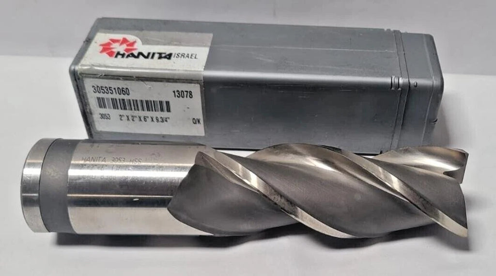 Hanita End Mill 3053 High Speed Steel HSS 3 Flutes 2 x 2 x 6 x 9-3/4 New