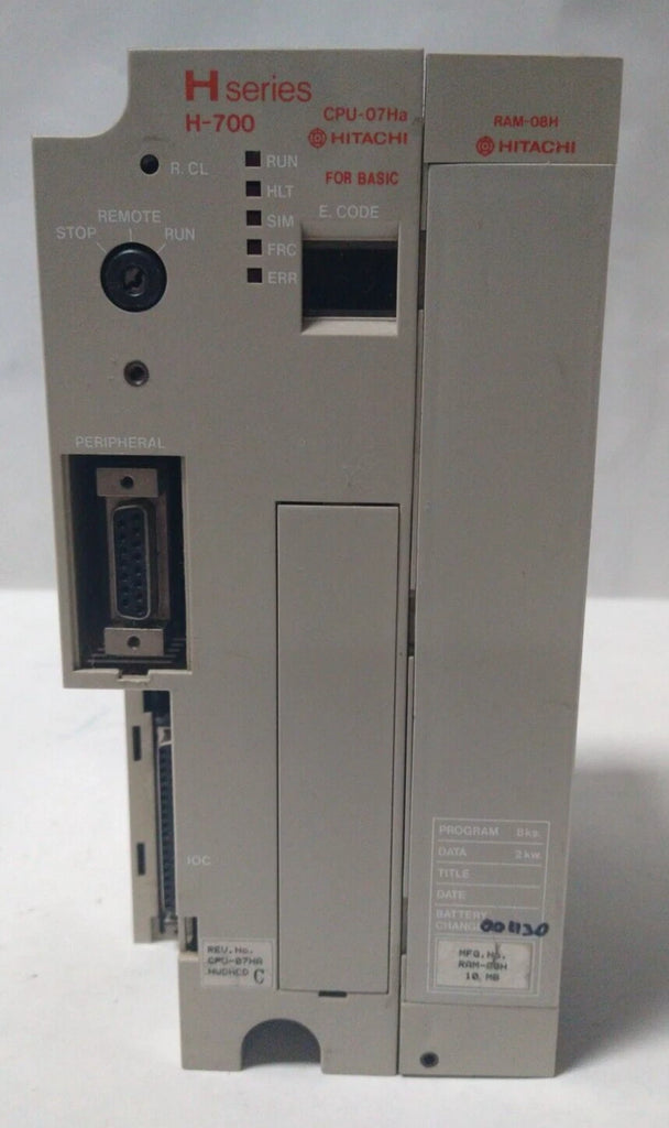 HITACHI RAM-08H / RAM08H H-Series CPU 07 Module H-700 CPU-07HA16NWDHCD