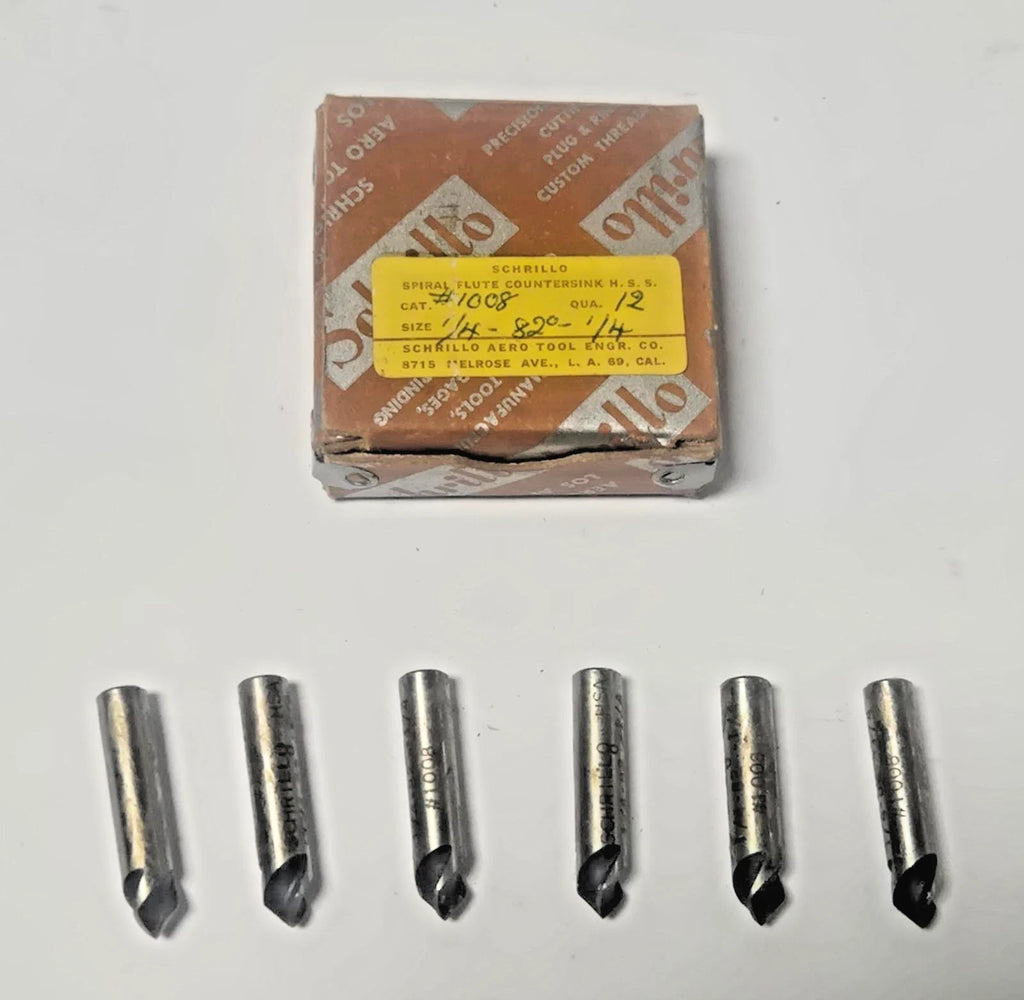 Schrillo 1/4" High Speed Steel Countersink 82 Degree #1008 USA Lot of 6
