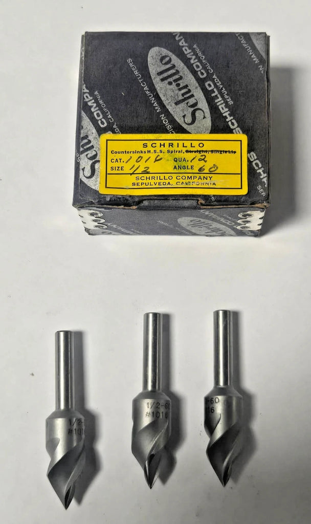 Schrillo 1/2" High Speed Steel Countersink 60 Degree #1016 USA Lot of 3