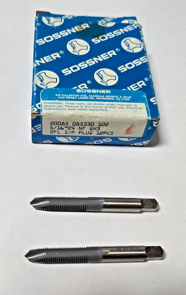 Lot of 2 Sossner 5/16-24 NF HSS GH3 Tap Plug 2 Flutes Brand New