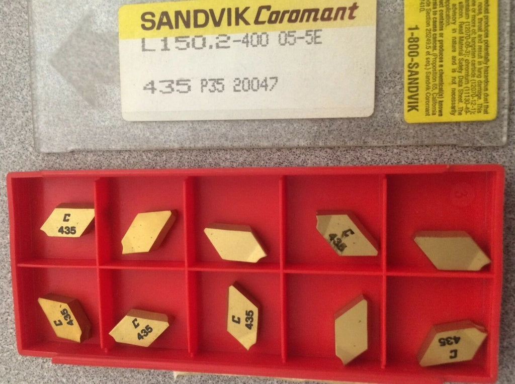 SANDVIK Coromant L150.2 400 05-5E 435 P35 Grooving Lathe Carbide 10 Inserts Gold