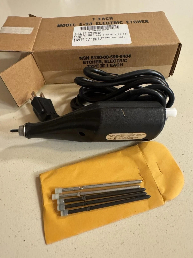 Badger Electric Products USA Model E-93 Etcher Engraver Jewelry Carbide Bits