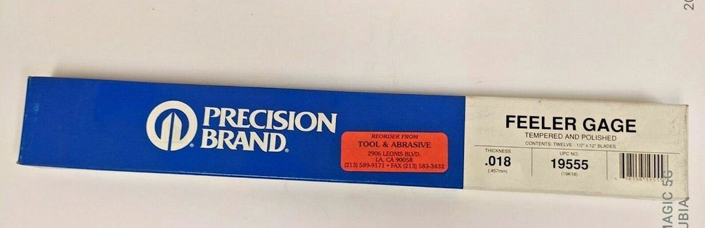 Precision Brand Feeler Gage 19555 .018 Thickness Qty 12 New in Box Free Shipping