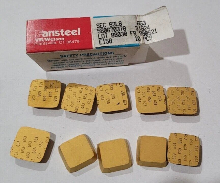 10 Pcs FANSTEEL SEC 63L8 E158 653 560670378 Lathe Mill Carbide Inserts Gold New