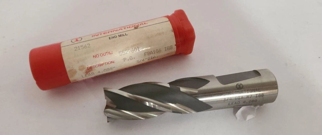 International 4 Flutes HSS High Speed Steel End Mill 3/4 Diameter