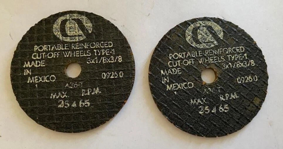 Lot of 2 Abrasive Cut Off Wheel 3 x 1/8 x 3/8 Carborundum A36-T 09260