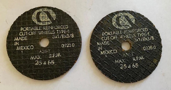 Lot of 2 Abrasive Cut Off Wheel 3 x 1/8 x 3/8 Carborundum A36-T 09260
