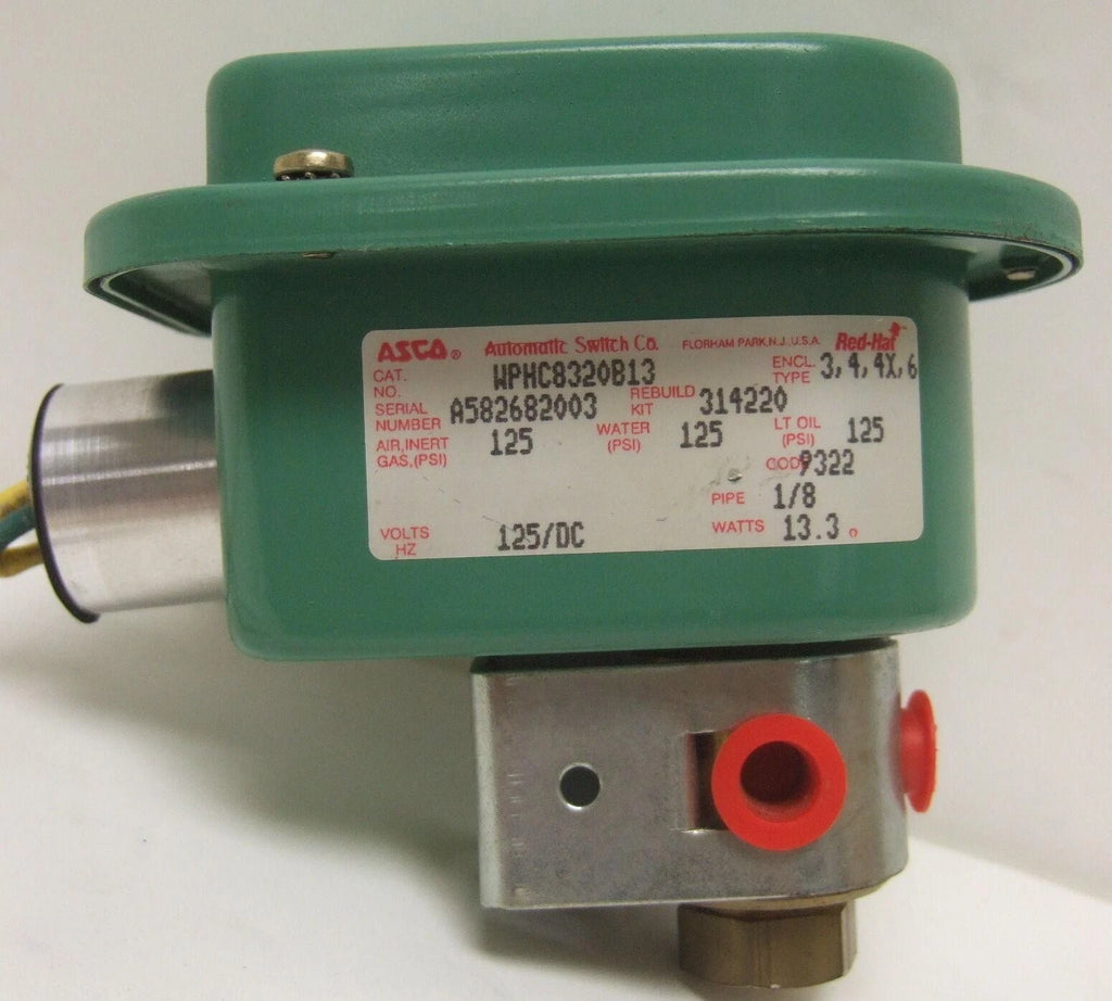 ASCO Red-Hat WPHC8320B13 3-Way Solenoid Valve 125 PSI 1/8” 125V 13.3W WHPC 8320