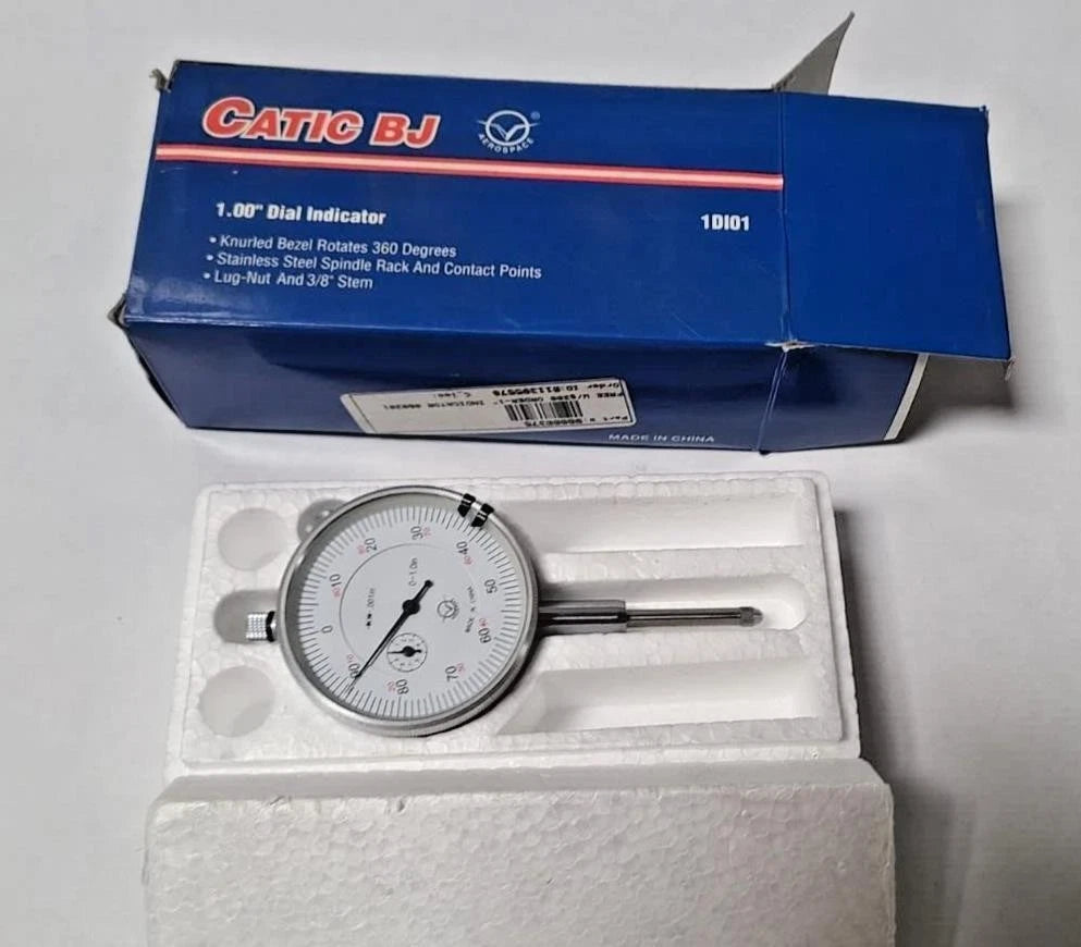 Catic BJ 1.00" Dial Indicator .001" 0-1" 360° Knurled Bezel