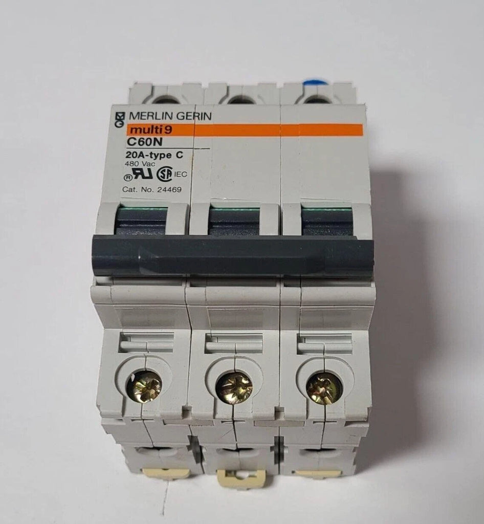 MERLIN GERIN multi9 C60N 20A type C 480 Vac 24469 Breaker 3 Poles
