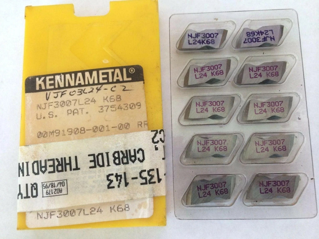 10 Pcs Kennametal NJF 3007 L24 C2 K68 Lathe Carbide Inserts Grooving Cut Off New
