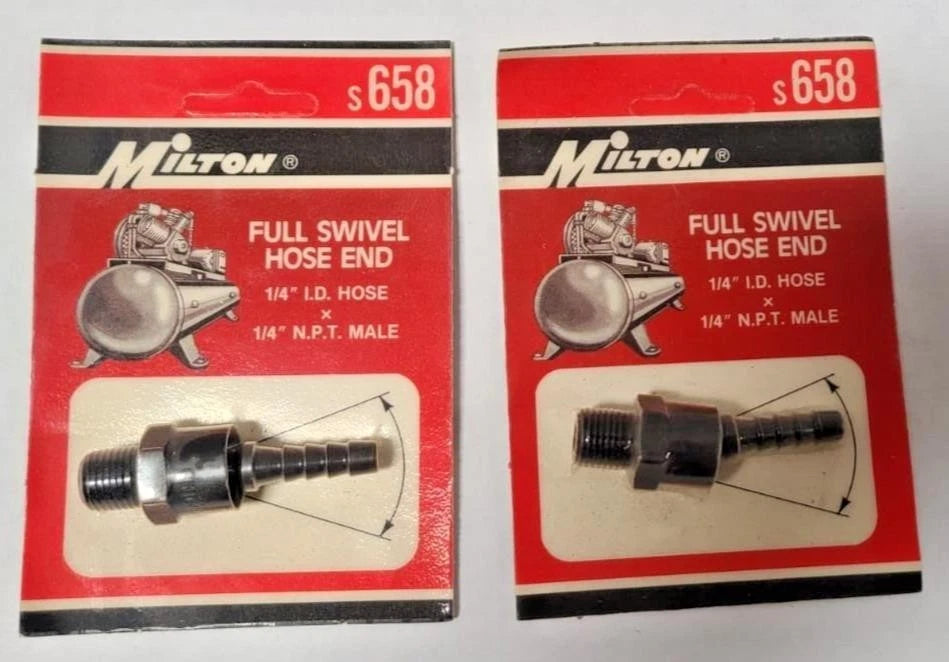 Milton S 658 Full Swivel Hose End 1/4" NPT Male x 1/4" I.D. Hose Barb