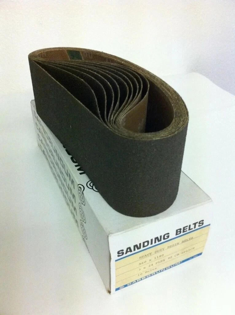 Carborundum 10 Heavy Duty Resin Sanding Belts A60 x 1180 Flex 90 CB New 3 x 24