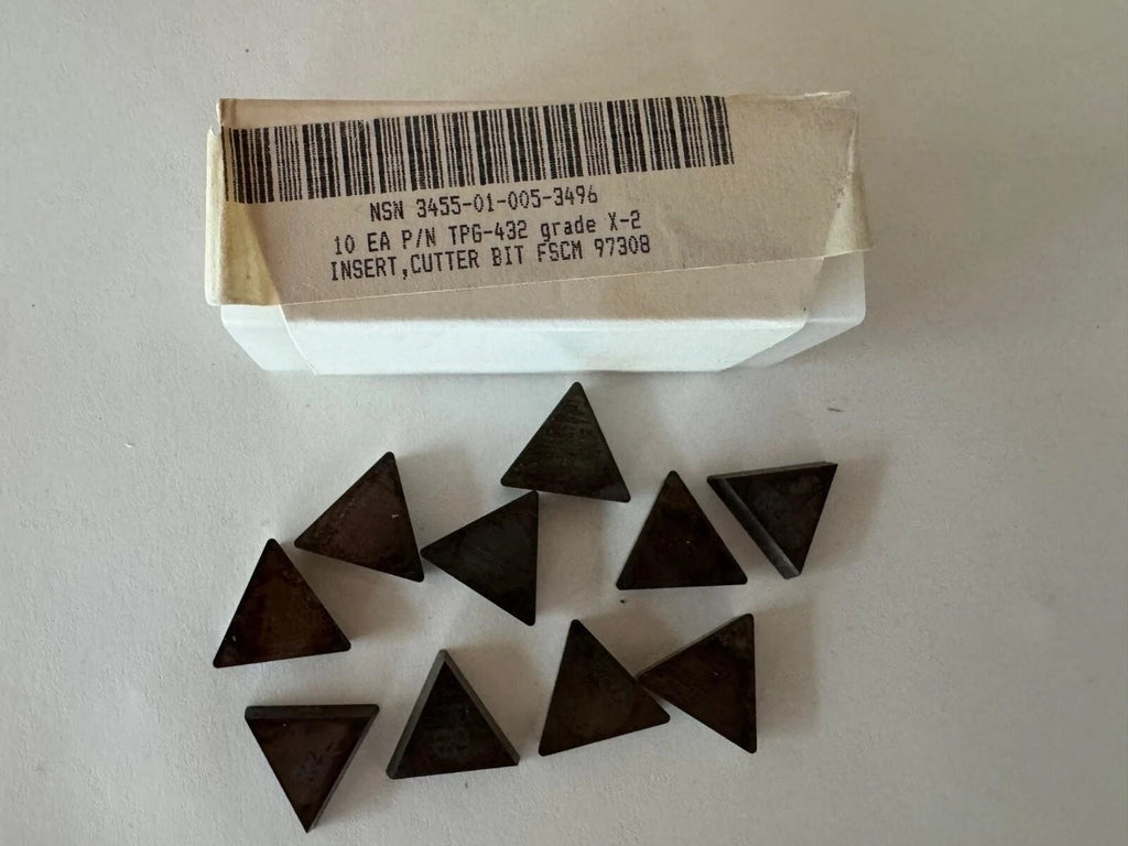 ATRAX NEWCARB TPG 432 Grade X-2 Lathe Carbide Inserts NSN 3455 USA 10 Pcs