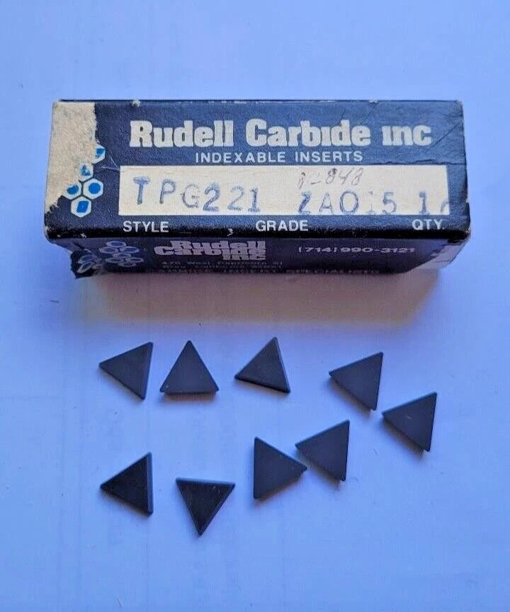 9 Pcs Rudell Carbide TPG 221 Indexable Carbide Inserts