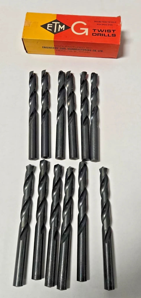 12.4mm ETM HSS High Speed Steel Twist Drill Bit Drilling Tool 12 Pcs New