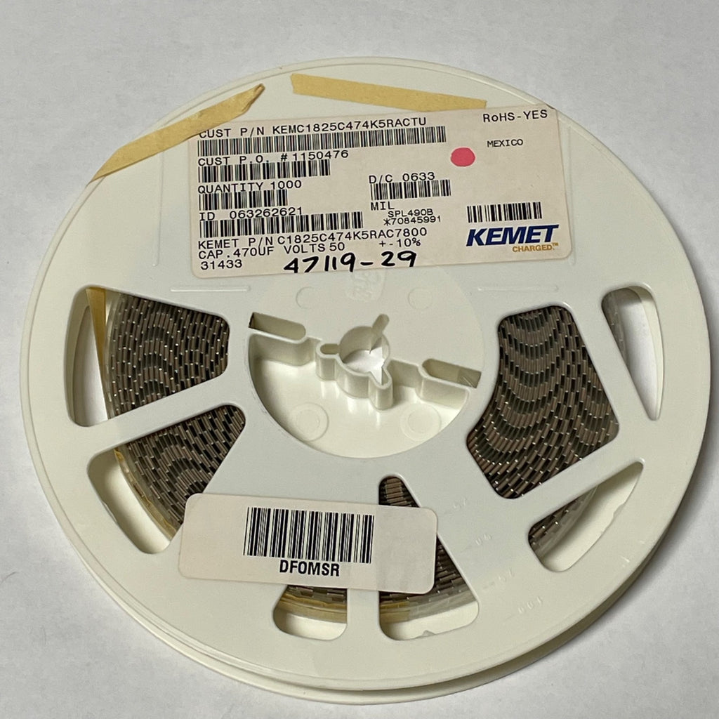 Reel of 1000 KEMET C1825C474K5RAC7800 CAPACITOR 0.470UF 50V +/- 10% 47119-29