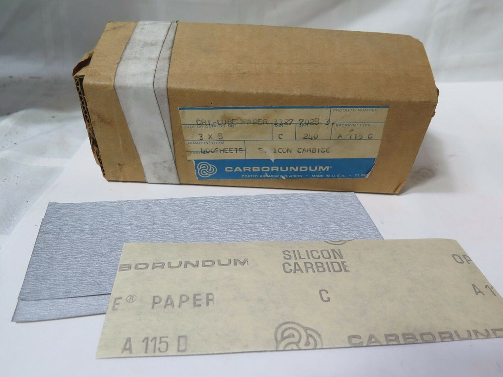 Carborundum Abrasives 3 x 8" Dri-Lube Paper Grit 240 Qty 400 Sheets Brand New