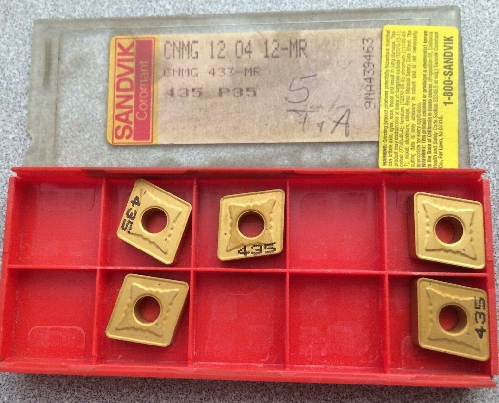 SANDVIK Coromant CNMG 433-MR 12 04 12-MR 435 P35 Lathe Carbide 5 Inserts Gold