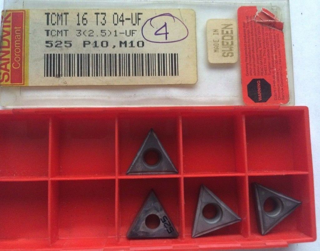 SANDVIK Coromant TCMT 16 T3 04 UF 3(2.5) 525 P10 Lathe Mill Carbide 4 Inserts