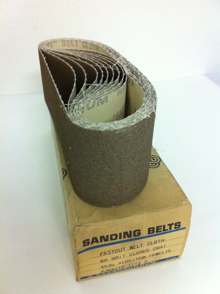 Carborundum Abrasives 10 Fastcut Cloth Aloxite Belts 60 Grit Closed Coat 3"x24"
