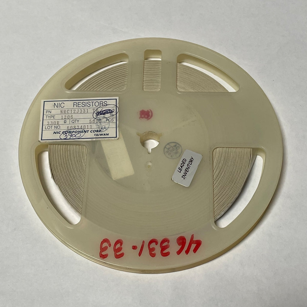 Reel of 3800 NIC RESISTORS NRC12J331 TR 1206 +/- 5% 330 R Ohm 46331-33