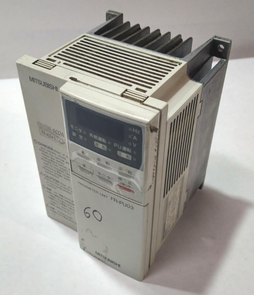 MITSUBISHI FREQROL-A024 5A INVERTER FR-A024-0.75KP PARAMETER UNIT FR-PU03 230VAC