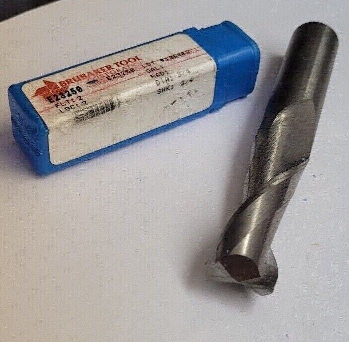 BRUBAKER TOOL E23250 2 Flute 3/4" Diameter 3/4" Shank 2 LOC HSS End Mill