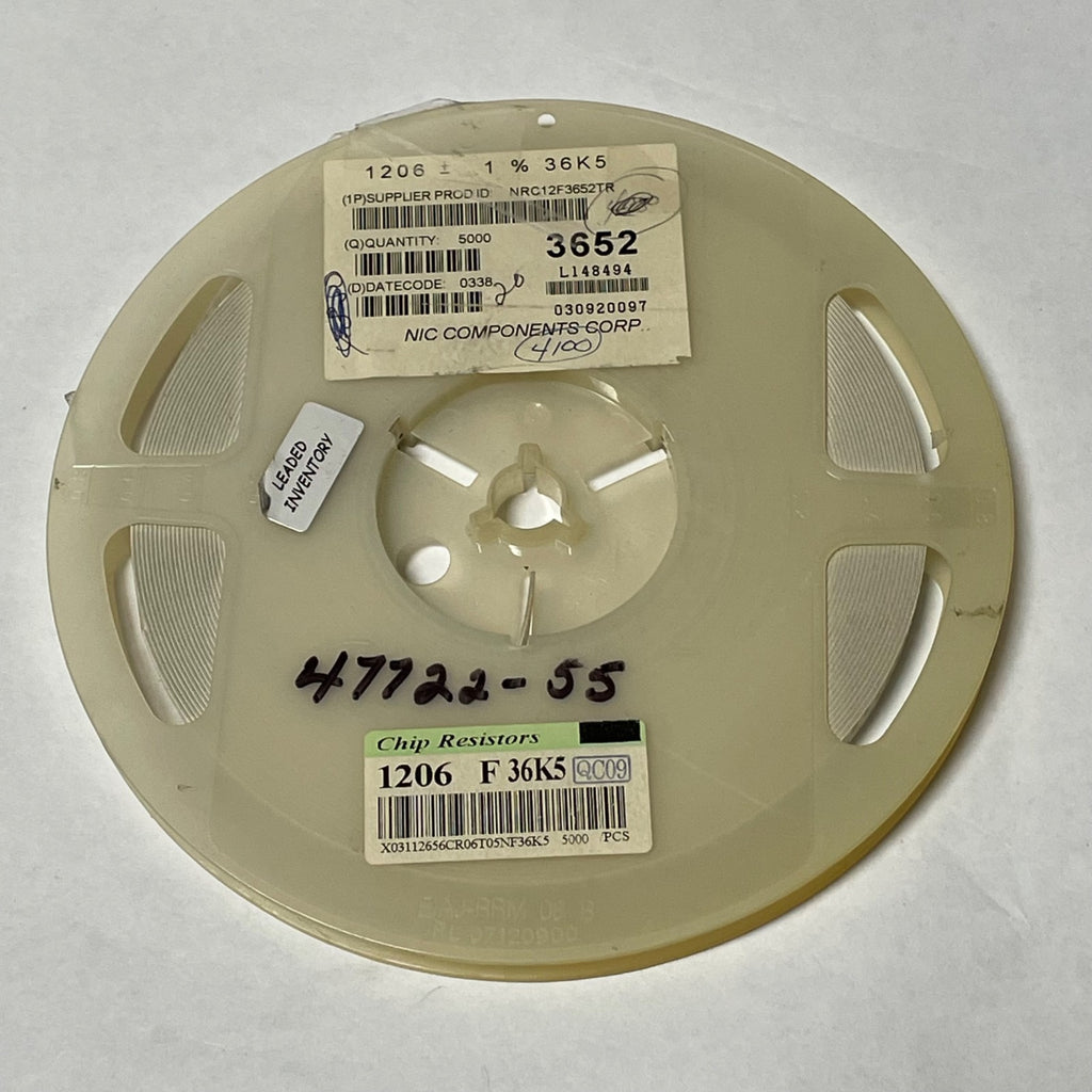Reel of 4000 NIC COMPONENTS NRC12F3652TR 1206 1% 36K5 Resistors 47722-55
