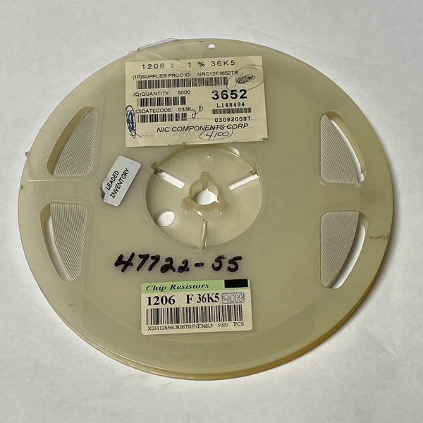 Reel of 4000 NIC COMPONENTS NRC12F3652TR 1206 1% 36K5 Resistors 47722-55