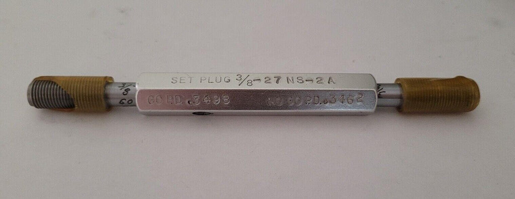 3/8-27 NS-2A GO & NO GO Thread Plug Gage GO P.D. .3498 & NOGO PD .3462