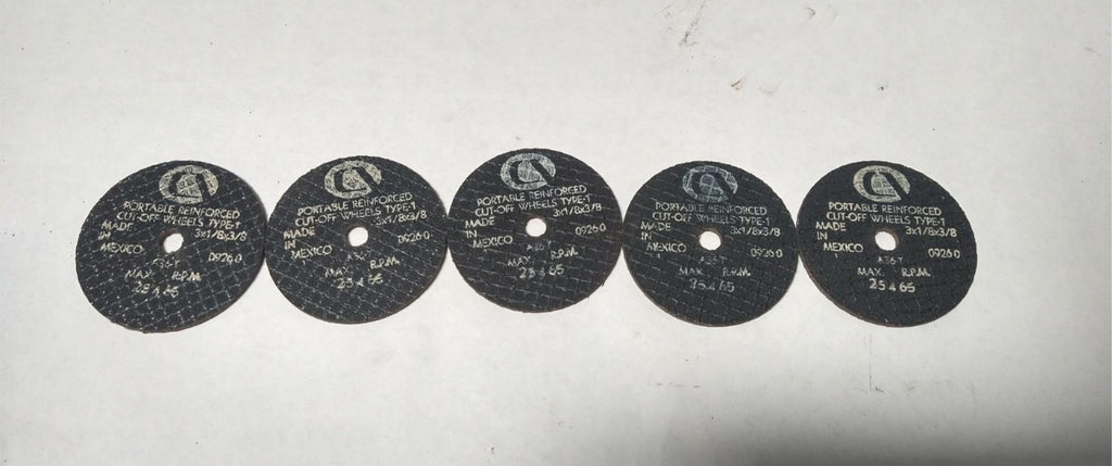3x1/8x3/8 Carborundum Abrasive Cut Off Wheel A36-T 09260 Lot of 5