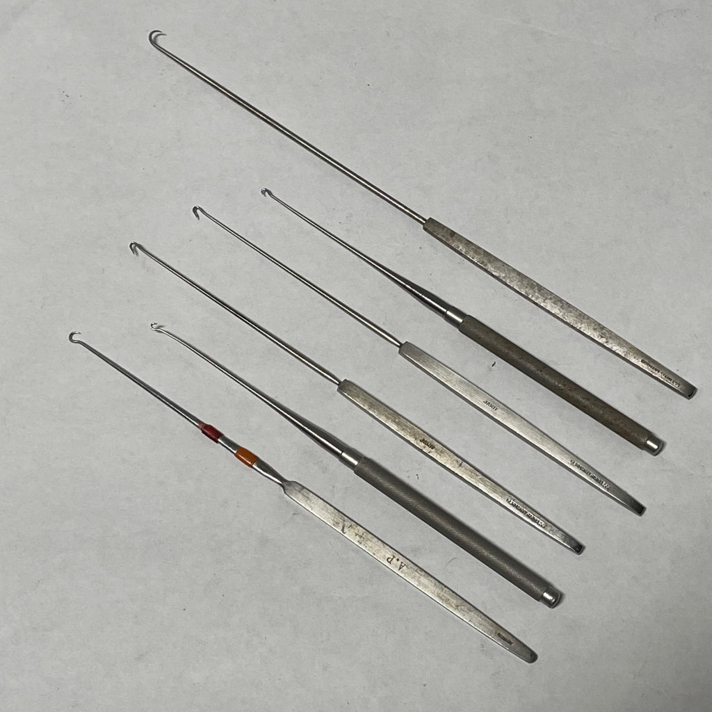 Lot of 6 Single Hook Medical Tools Surgery Lab Germany Stainless A.P. Jarit