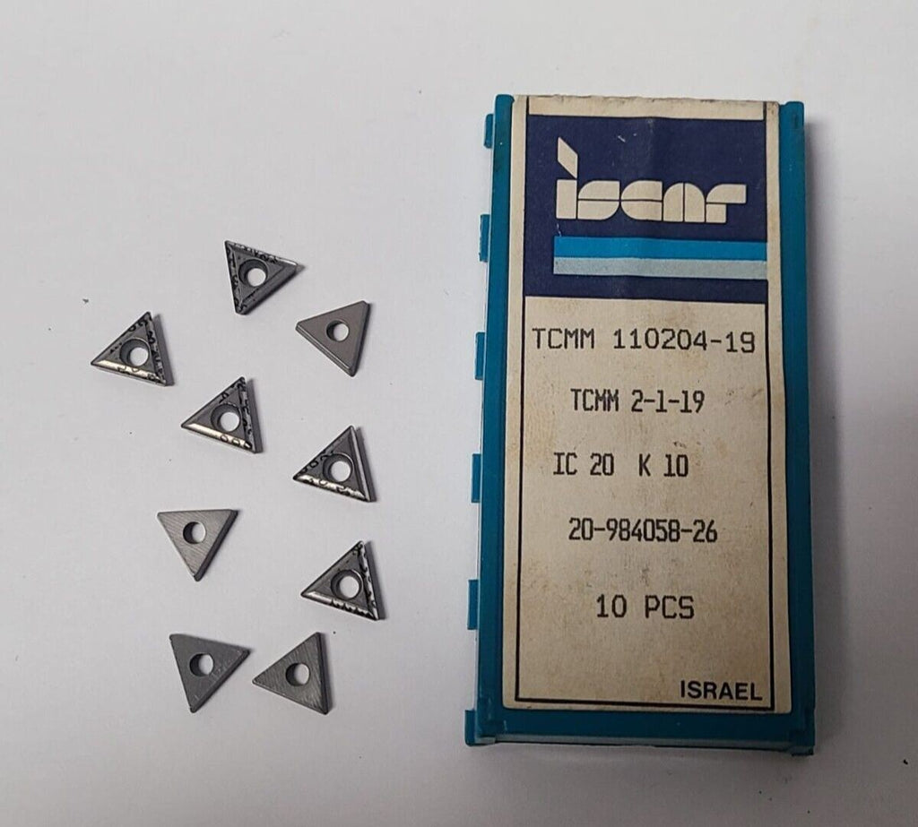 9 Pcs Iscar TCMM IC 20 K10 110204-19 2-1-19 Mill Lathe Carbide Inserts New