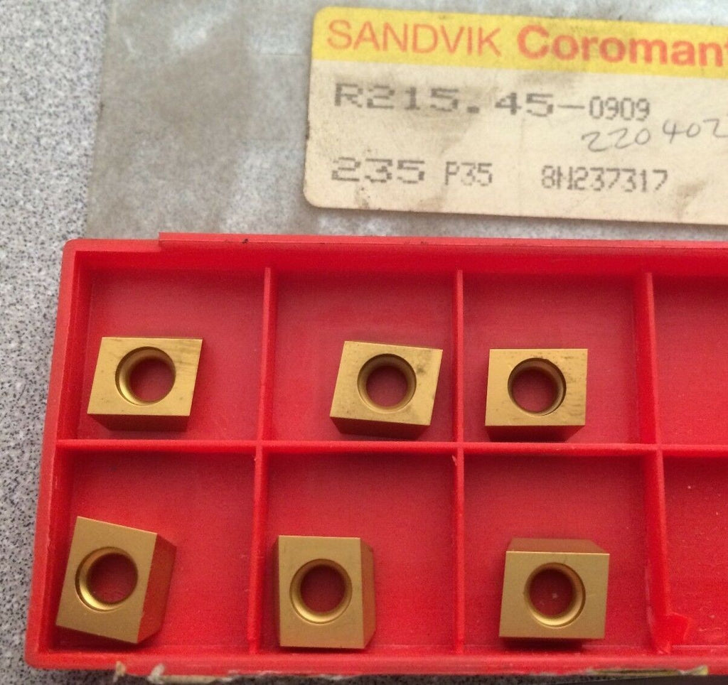 SANDVIK Coromant R215. 45 09 09 235 P35 Lathe Mill Carbide Inserts 6Pcs New Gold