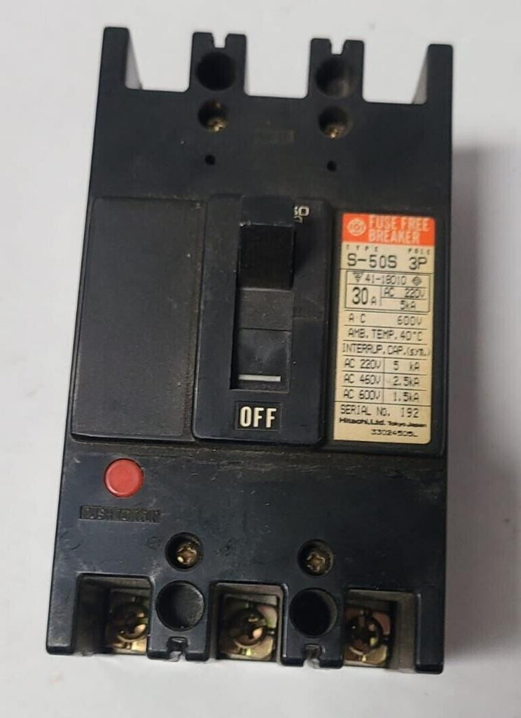 HITACHI S-50S 3POLE 30A AMP FUSE FREE BREAKER 220VAC 5kA