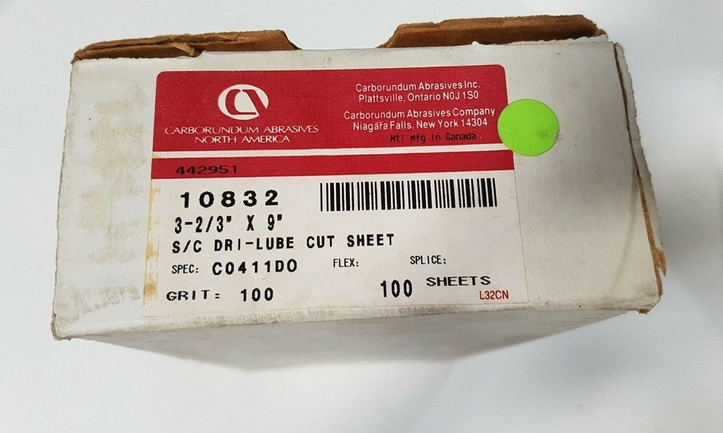 Carborundum Abrasives 100 Grit Dri-Lube Cut Sheets 10832 3-2/3" x 9" Jitterbug